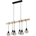 Eglo Townshend 5 Industrial Pendant Light – 6-Light Wood & Metal