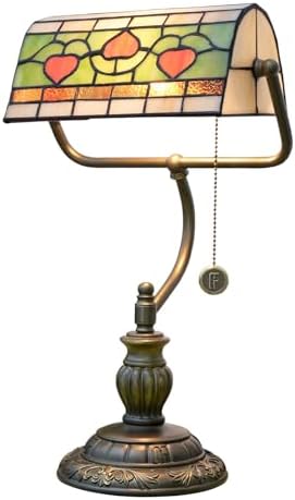 Blivuself Tiffany Style Heart Bankers Lamp | Stained Glass Desk Light