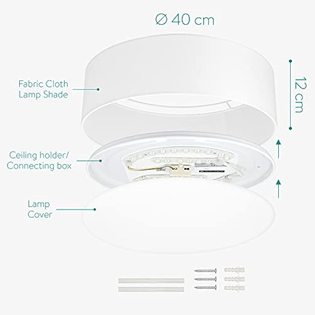 Navaris 22W LED Ceiling Light – 40cm Dimmable Flush Mount Lamp
