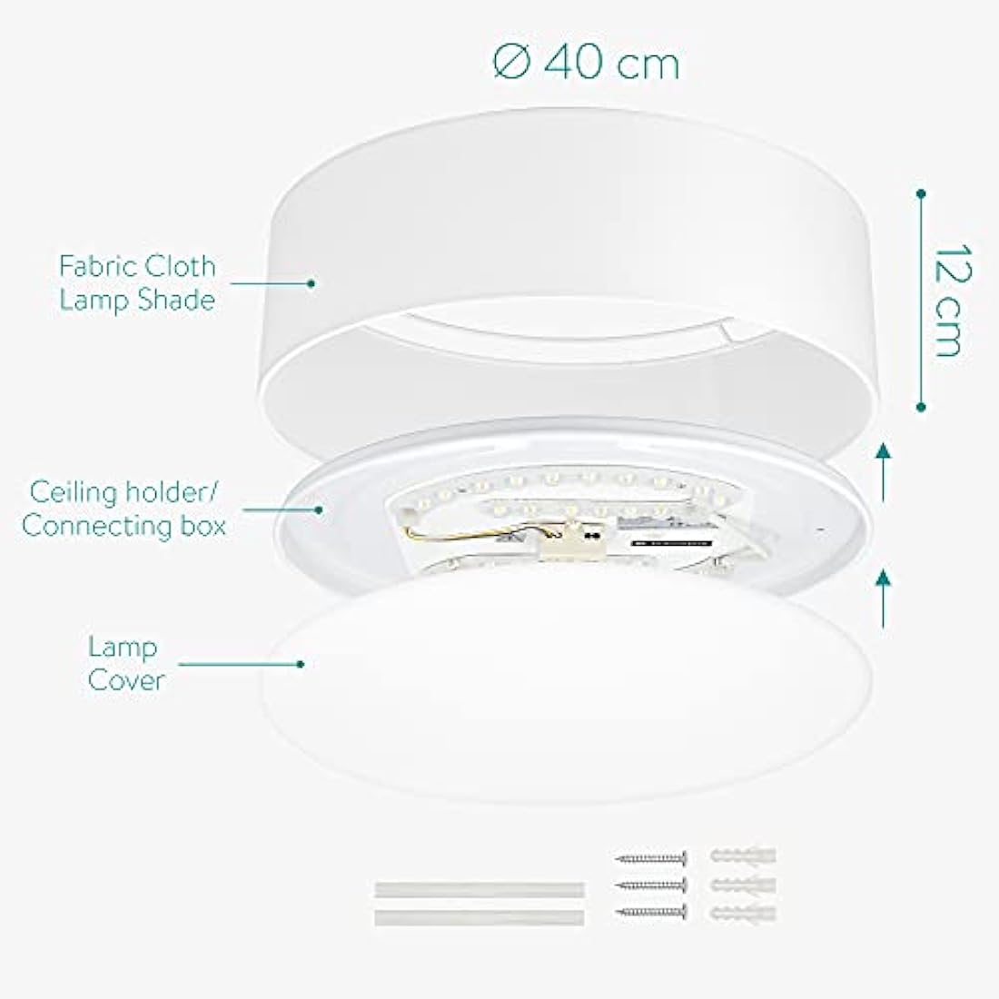 Navaris 22W LED Ceiling Light – 40cm Dimmable Flush Mount Lamp