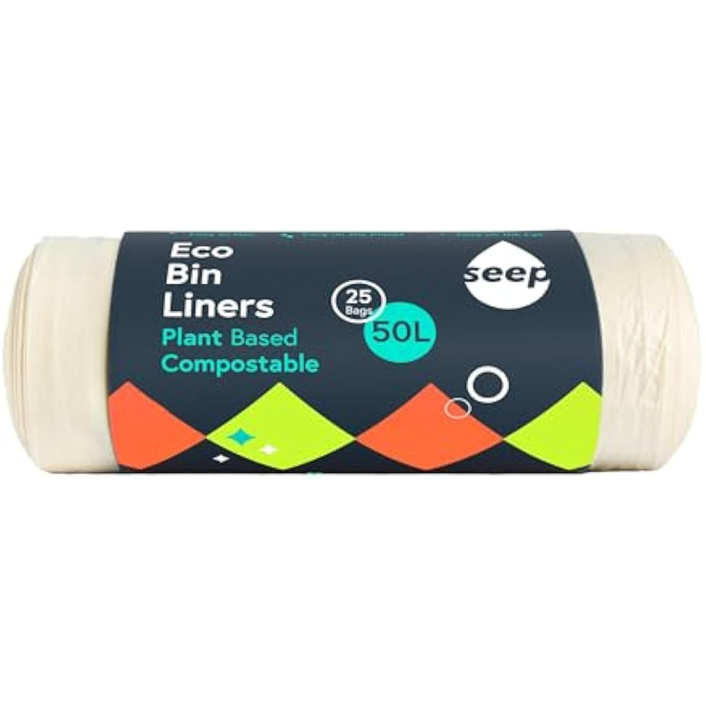 Seep 50L Compostable Bin Bags – 25 Large Eco-Friendly Biodegradable Liners