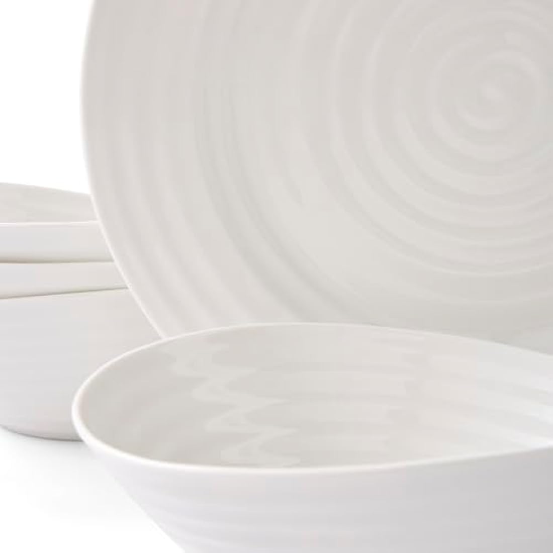 Portmeirion 12-Piece Porcelain Dinner Set – White Microwave Safe Plates