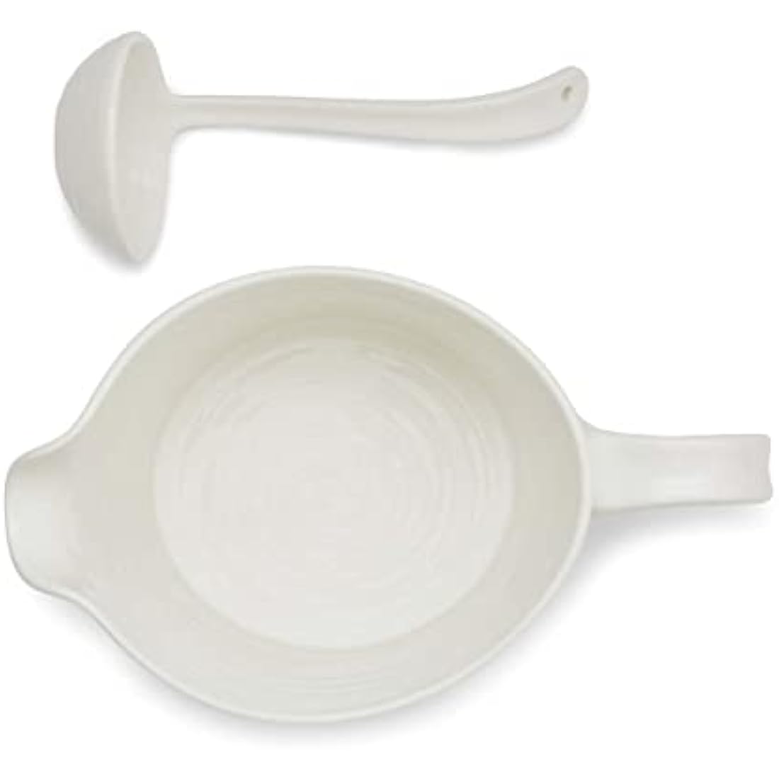 Portmeirion Porcelain Sauce Jug & Mini Ladle – White 0.60L Gravy Boat
