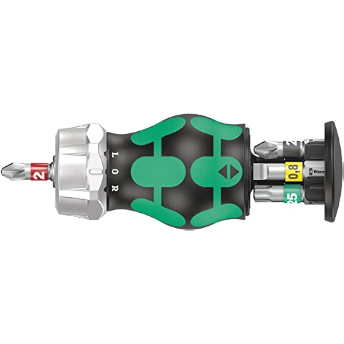 Wera Kraftform Kompakt Stubby Ratchet Screwdriver with 6-Piece Bit Magazine