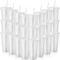 Jolof Store 24 Pcs Glitter Reusable Cups with Lids and Straws | 24 oz