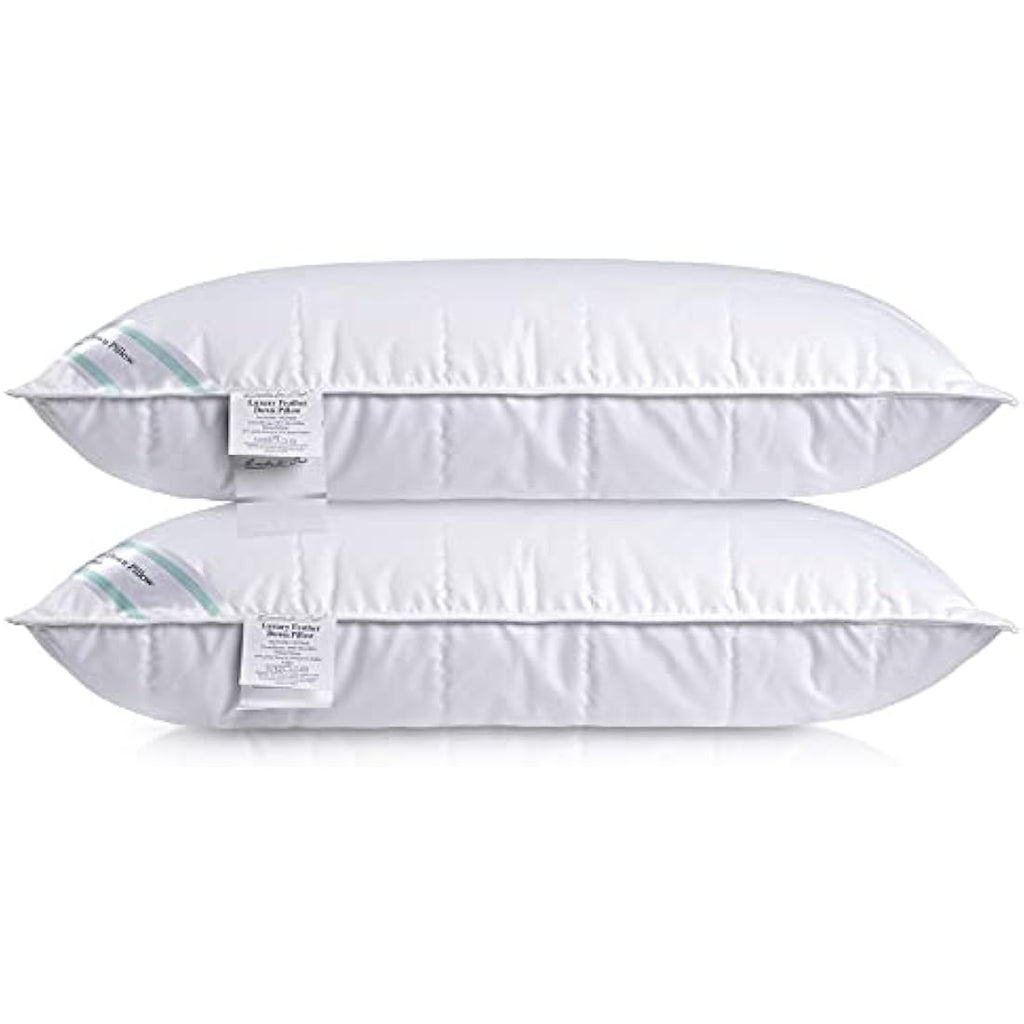 Jolof Store Feather & Down Pillows - Pack of 2 Luxury Medium Soft Support