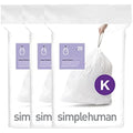 simplehuman Code K Custom Fit Bin Liners – White Plastic, 60 Count Pack