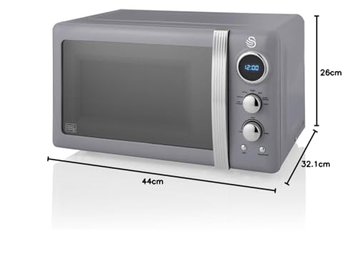Swan Retro Digital Microwave | 800W 20L with Defrost – Grey
