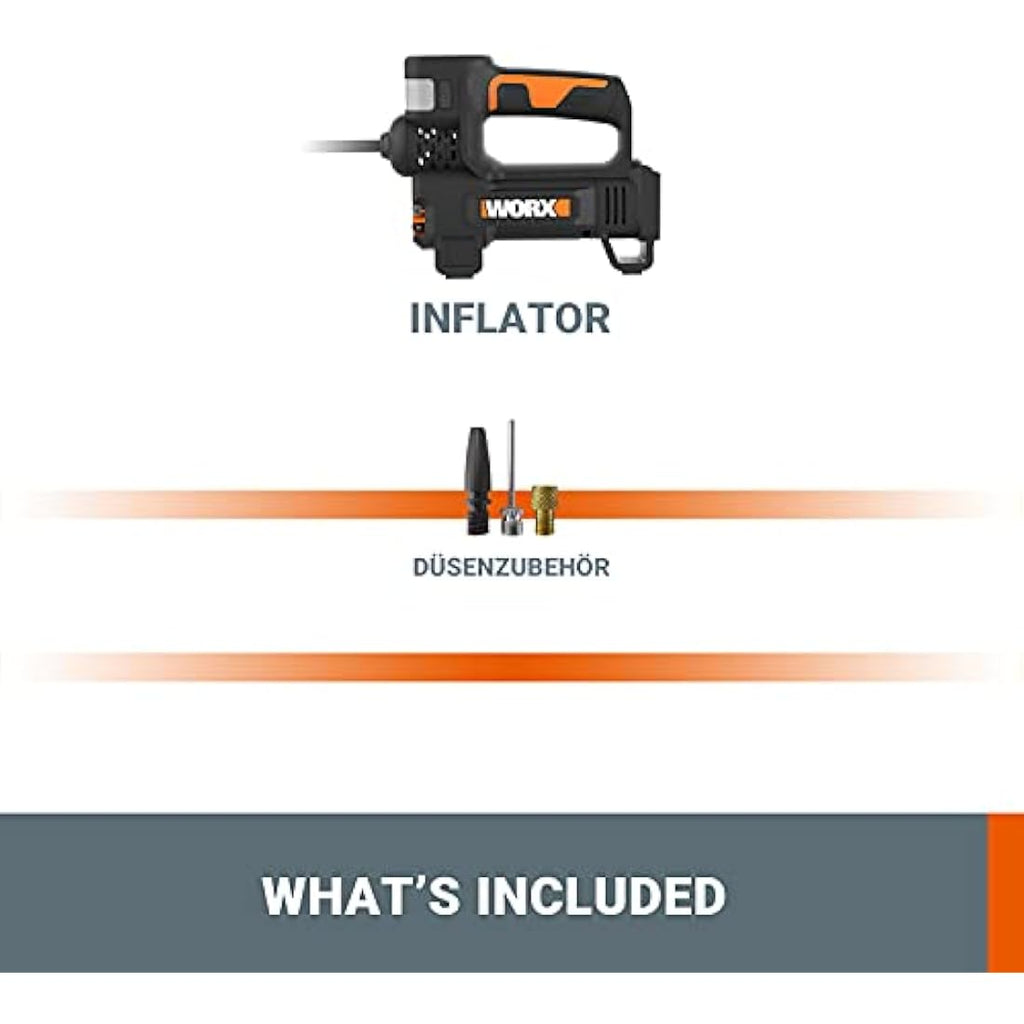 Worx WX092.9 20V Portable Cordless Tire Inflator with Digital LED Gauge