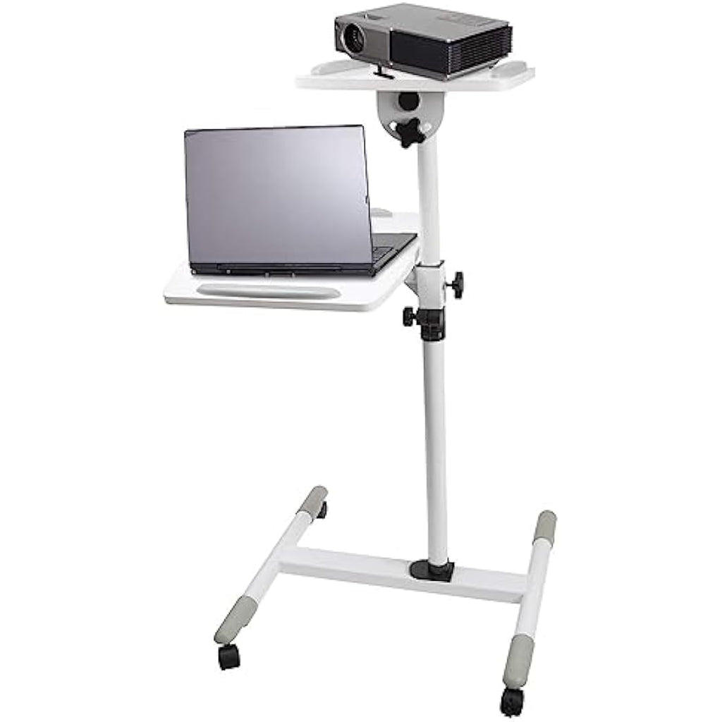 Properav Mobile Desk & Projector Trolley | Adjustable Height – White