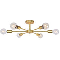 OYIPRO 6-Light Modern Chandelier – Brass Semi-Flush Mount Ceiling Light