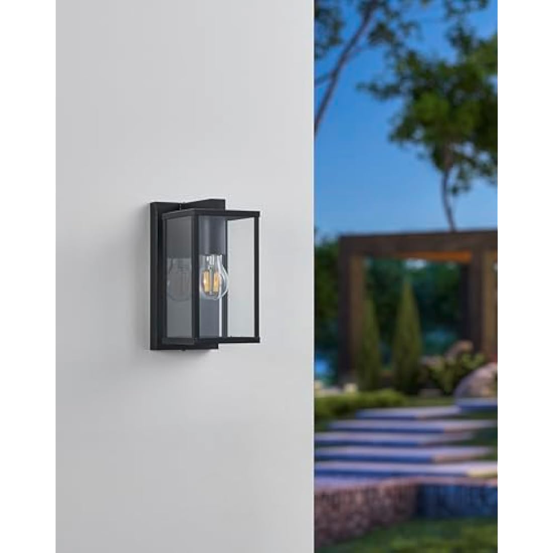 Eglo Budrone Outdoor Wall Lamp – Black Metal Vintage Porch Light