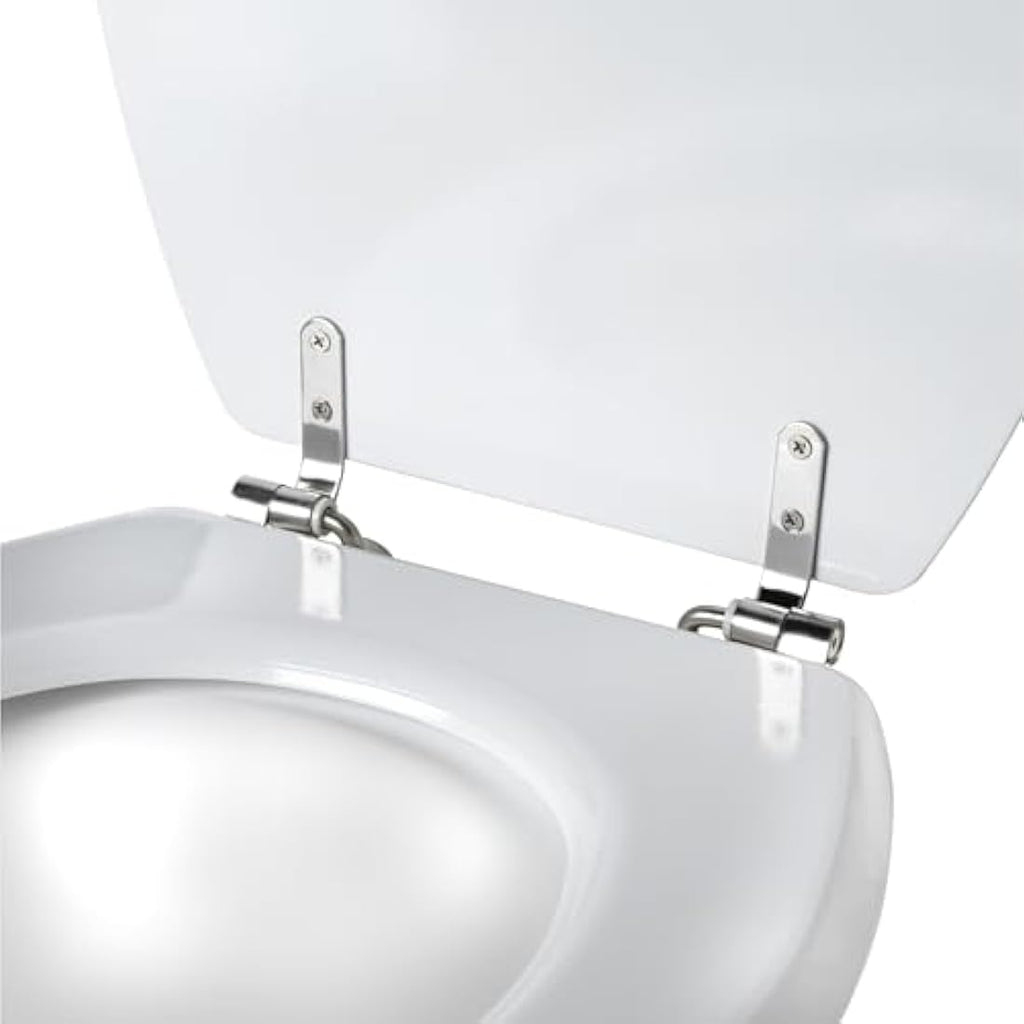 Beldray O-Shaped Toilet Seat – White Tongue & Groove Wooden Cover