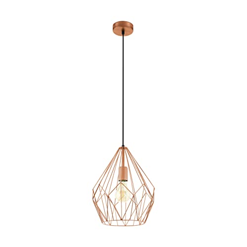 Eglo Carlton Vintage Pendant Lamp | Copper Geometric Retro Light