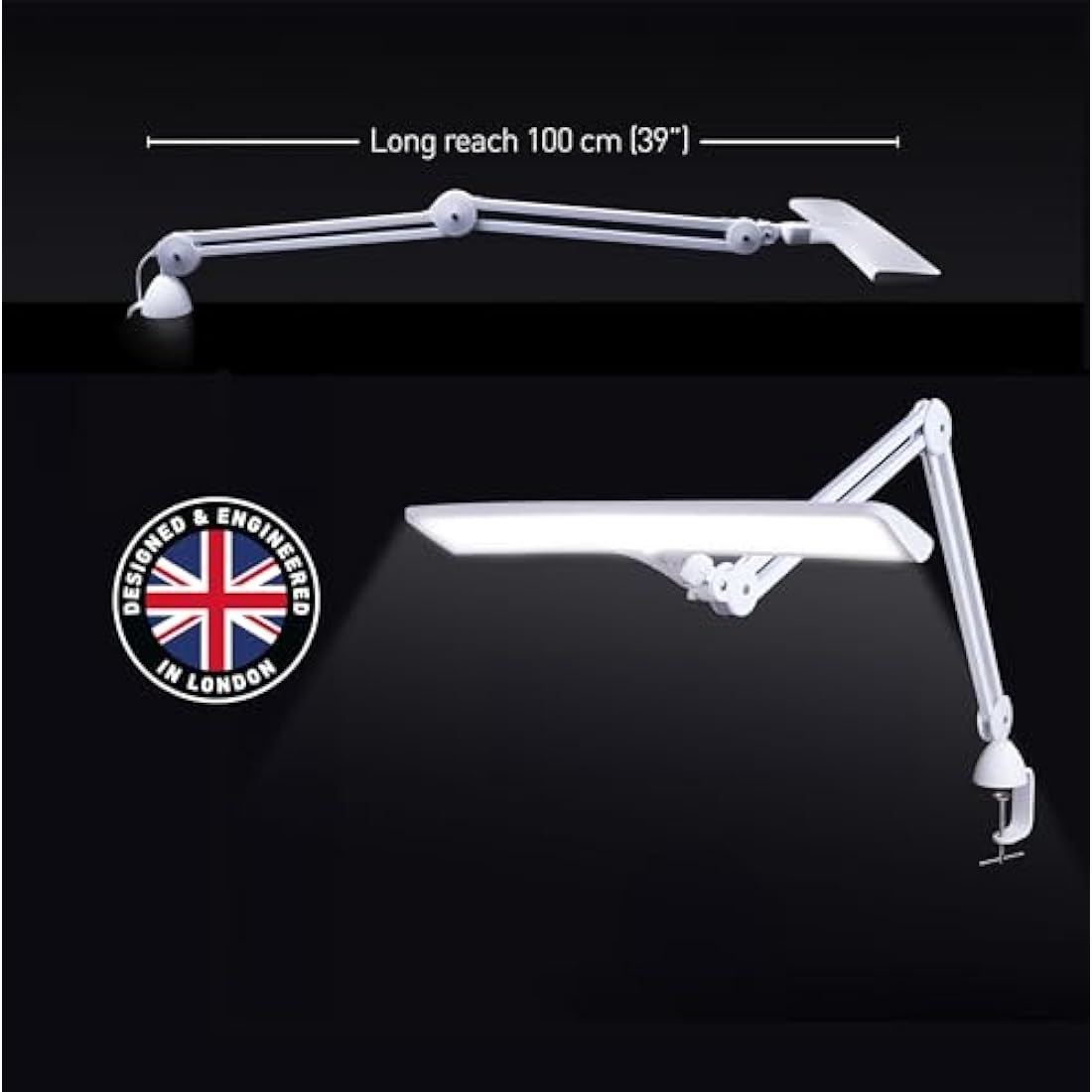 Daylight Lumi LED Task Lamp – 95+ CRI Dimmable Craft Desk Light