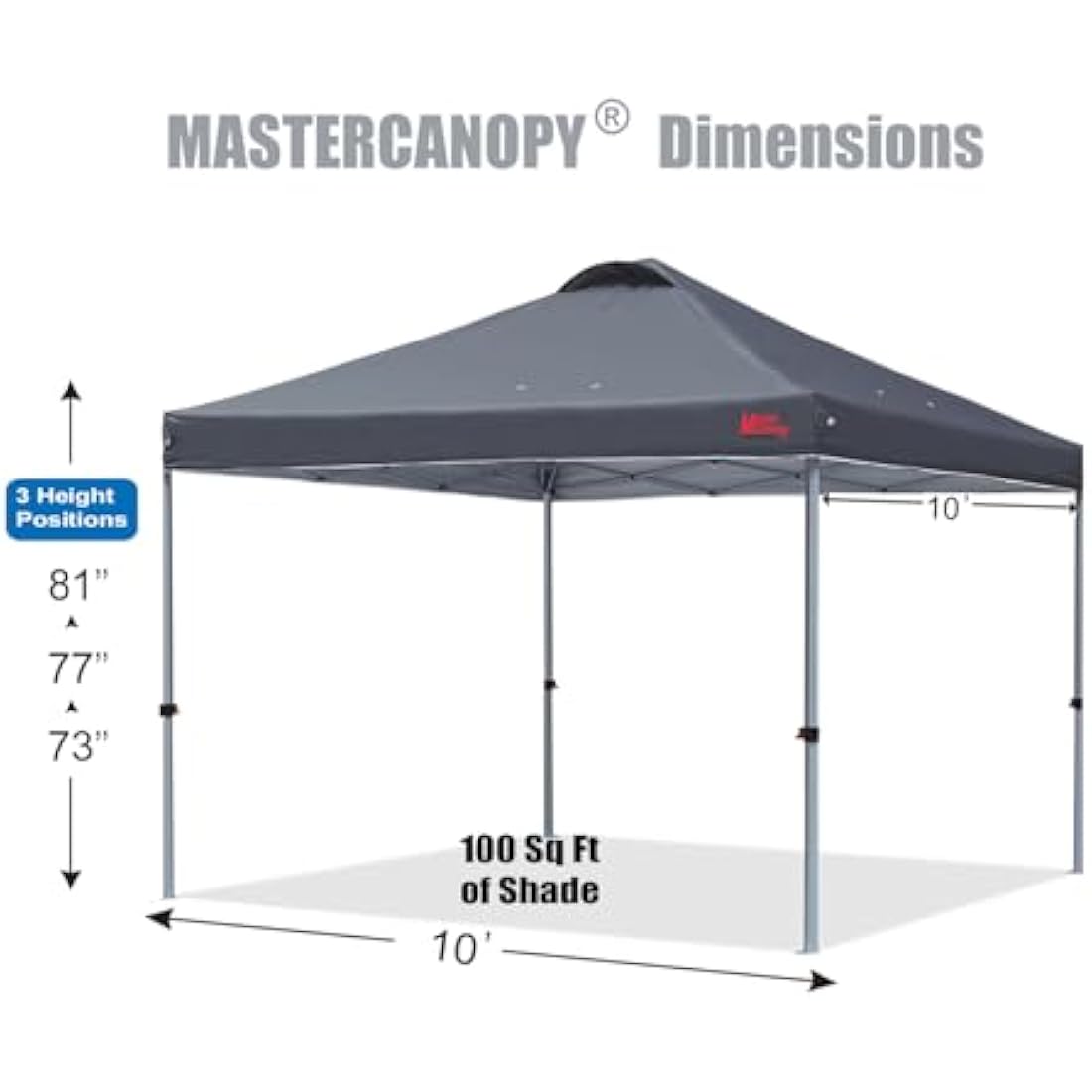 MASTERCANOPY 3x3M Pop-up Gazebo Tent | UV Protected Outdoor Canopy - Grey