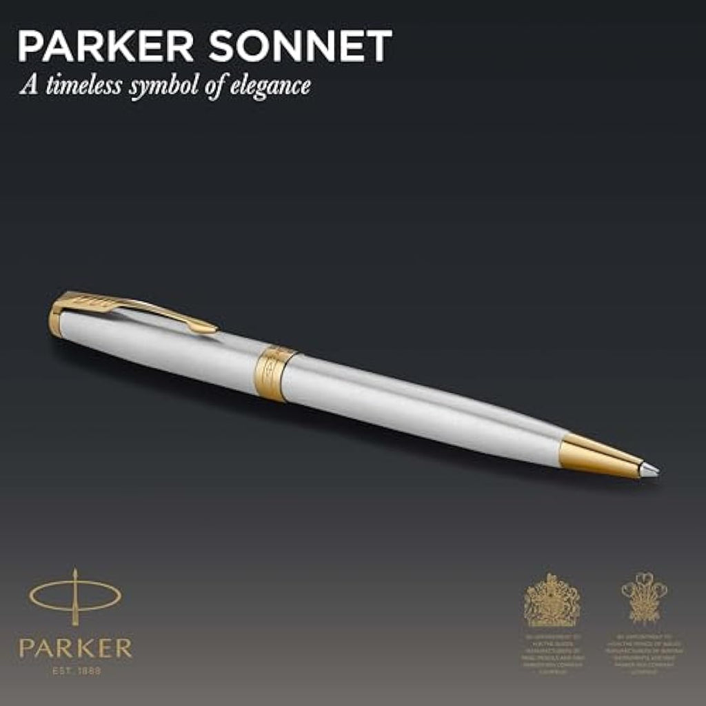 Parker Sonnet Ballpoint Pen – Stainless Steel with Gold Trim