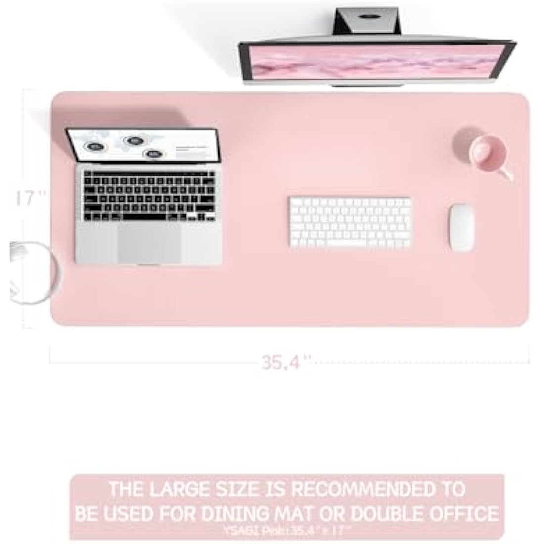 YSAGi Waterproof PVC Leather Desk Pad – Large Non-Slip Mouse Mat, Pink