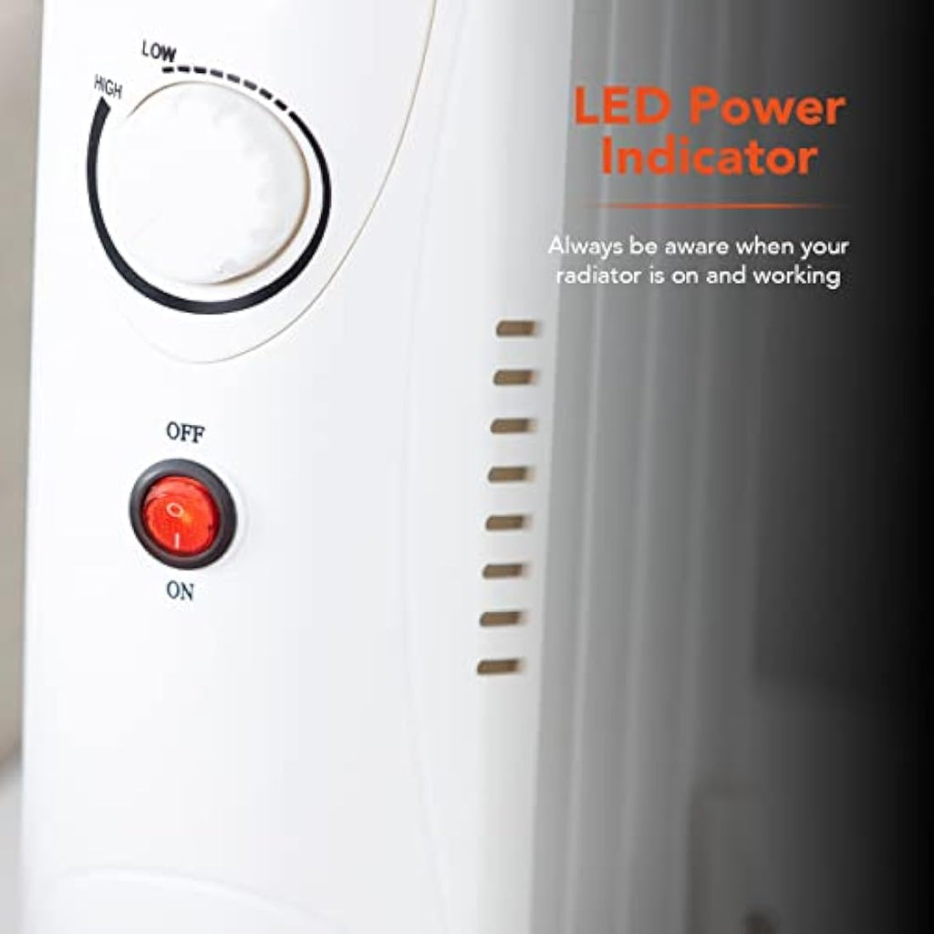 Warmlite 5 Fin Oil Filled Radiator - 650W Portable Electric Heater