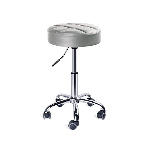 Leader Accessories Swivel Rolling Beauty Stool - Adjustable Light Grey