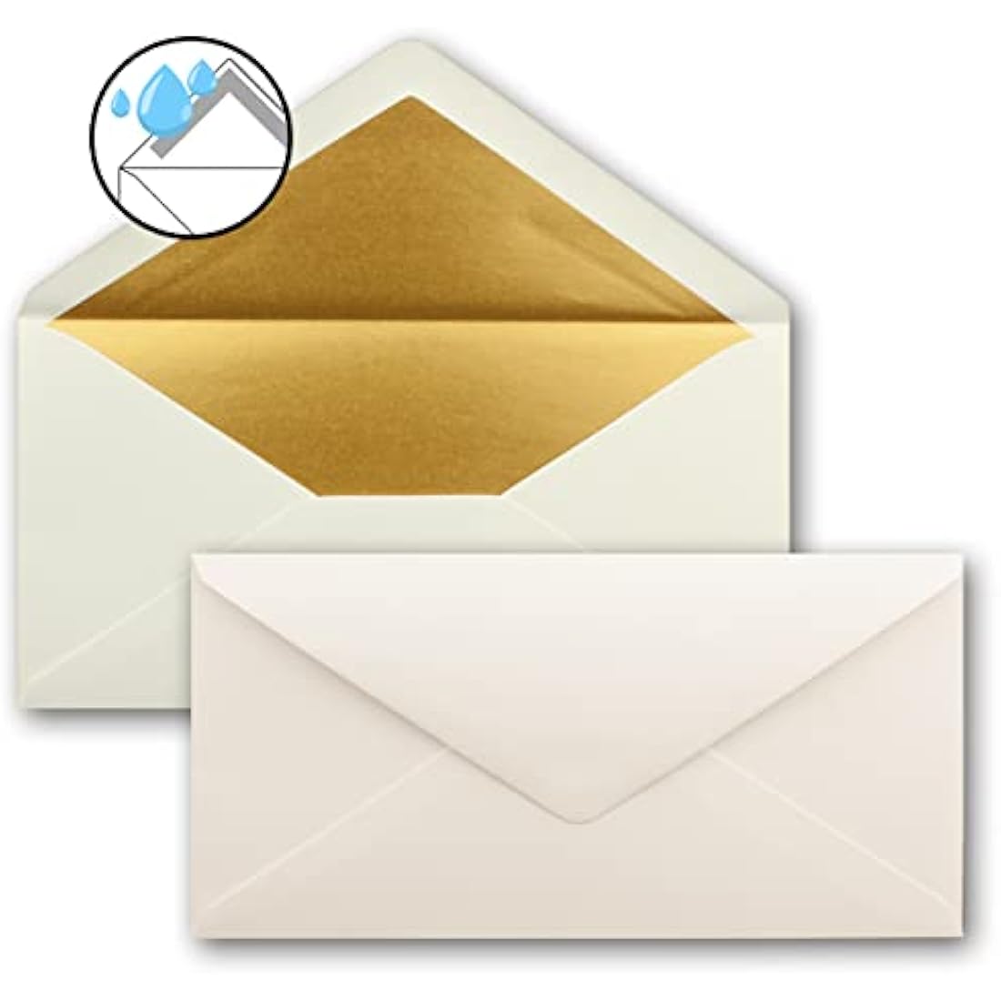 Neuser Papier DIN Long Envelopes – Natural White with Gold Lining