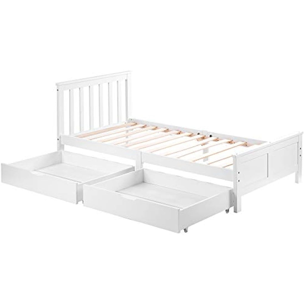 Jolof Store 3ft Single White Pine Storage Bed Frame with Drawers