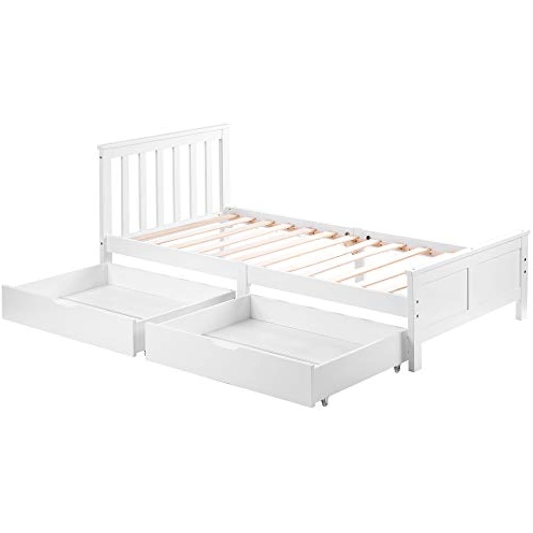 Jolof Store 3ft Single White Pine Storage Bed Frame with Drawers