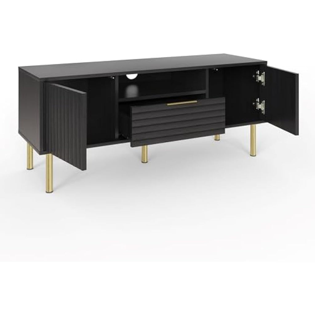 Nervata Modern TV Unit – Black Media Entertainment Console