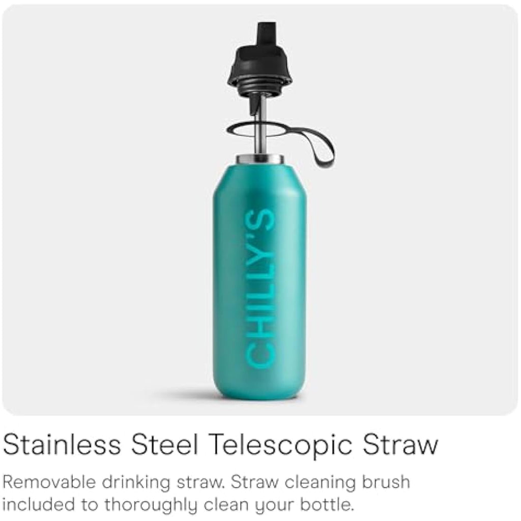 Chilly's Series 2 Flip Water Bottle – Insulated Stainless Steel, 1L