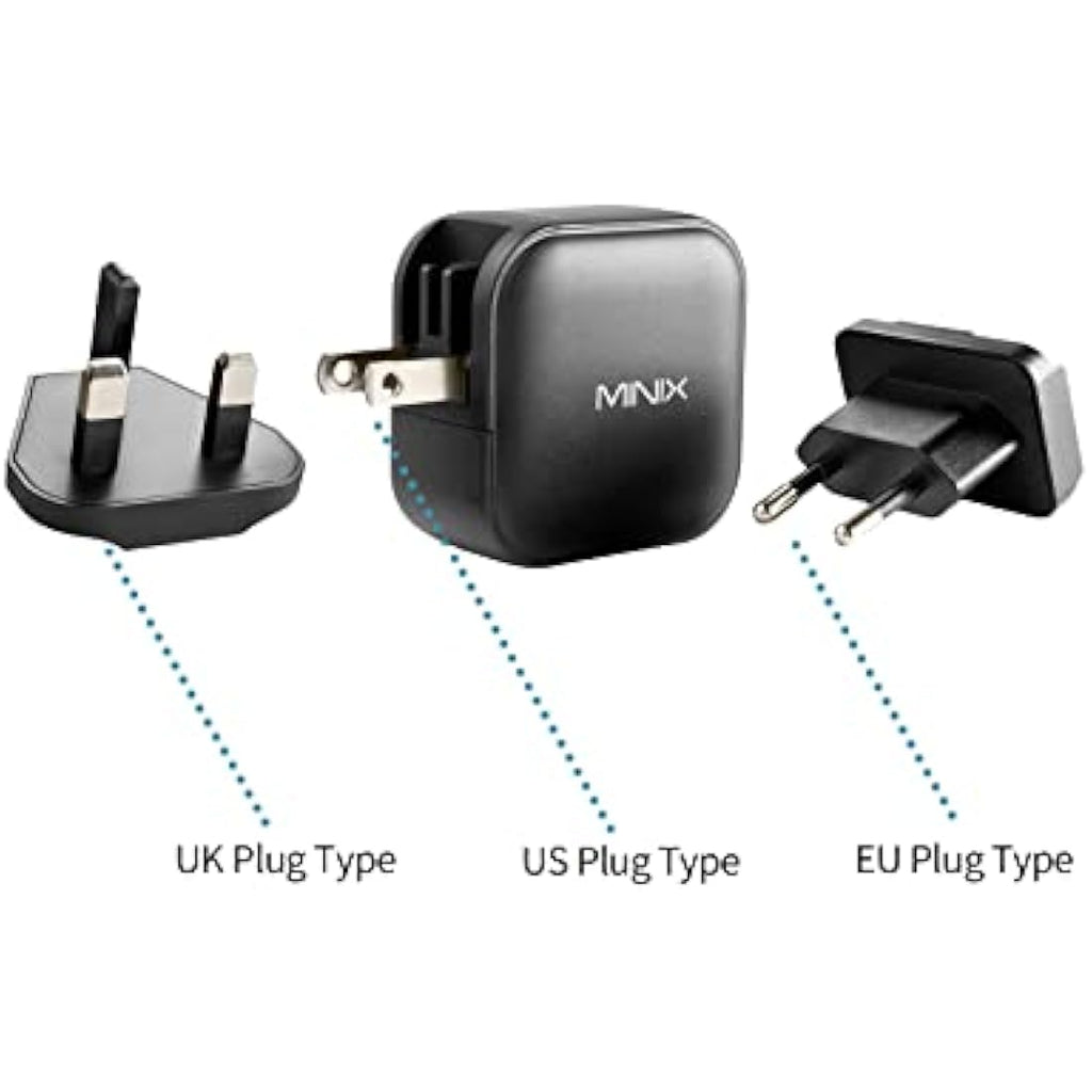 MINIX 66W GaN Wall Charger | 3-Port USB-C & USB-A Fast Adapter