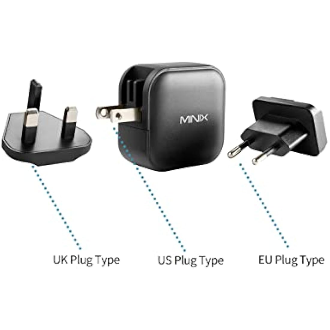 MINIX 66W GaN Wall Charger | 3-Port USB-C & USB-A Fast Adapter