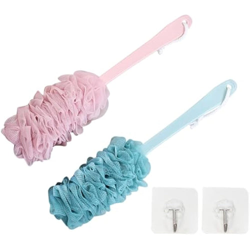 2-Pack Long Handle Back Scrubber - Exfoliating Loofah Brush