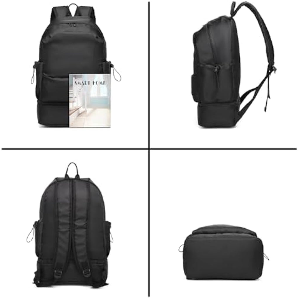 Seyfocnia Waterproof Gym Backpack with Shoe Compartment – Black