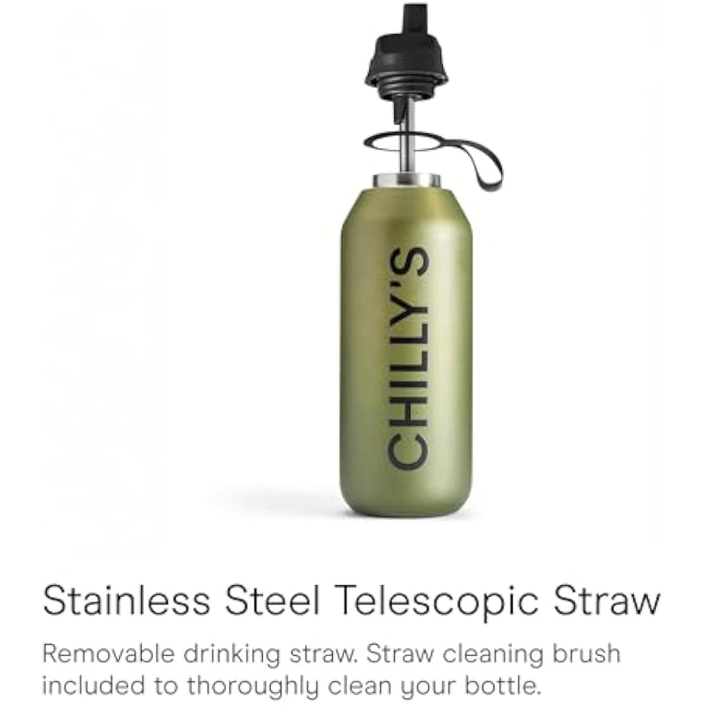 Chilly's Series 2 Flip Water Bottle – Insulated Stainless Steel, 1L