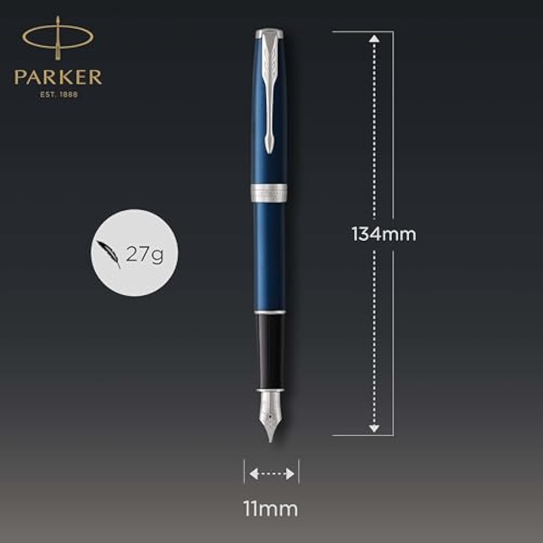 Parker Sonnet Fountain Pen - Blue Lacquer & Palladium Trim, Medium Nib