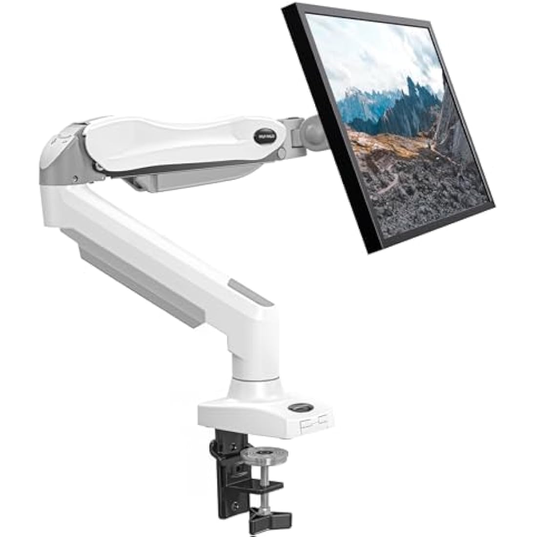 HUANUO Single Monitor Arm – Gas Spring Mount for 13-32 Inch Screens, White