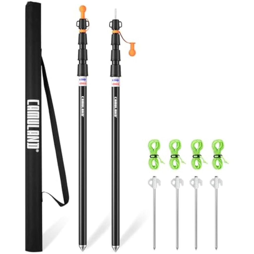 CAMULAND Heavy Duty Tarp Poles | Adjustable Aluminum Telescoping Tent Poles