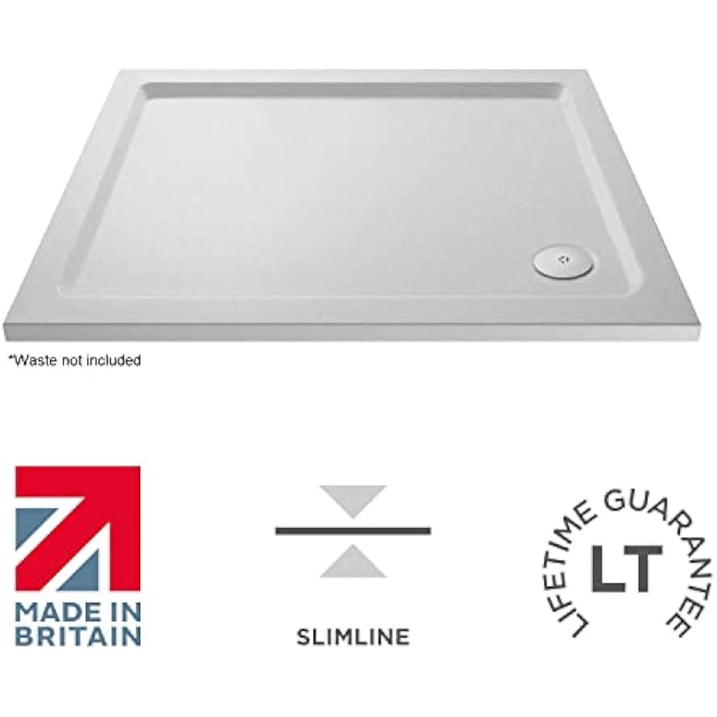 nuie Slip Resistant Rectangular Shower Tray - Matt White 900x1000mm