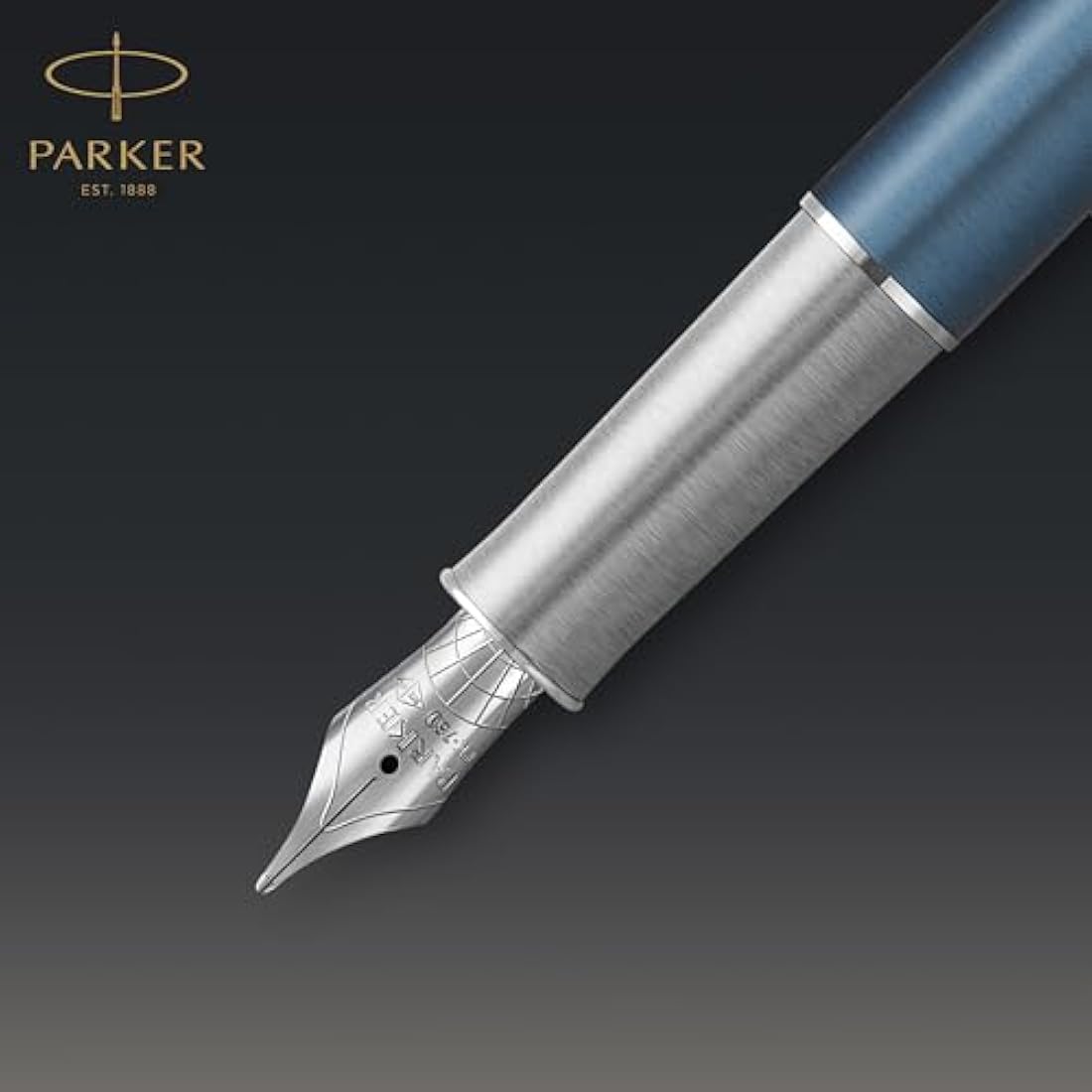 Parker Sonnet Fountain Pen – Blue Satin Finish with Fine 18k Gold Nib