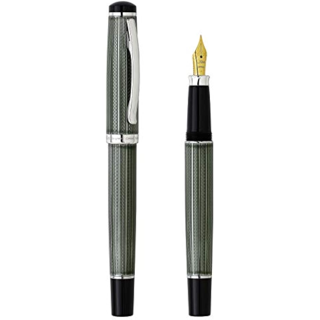 Xezo Incognito Fountain Pen | Fine Nib | Zinc Green & Platinum Plating