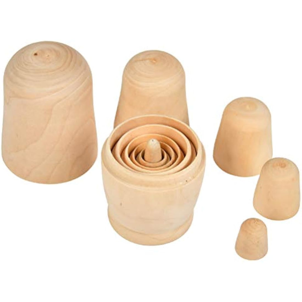 Jolof Store Unpainted Wooden Nesting Dolls – 6 Piece DIY Matryoshka Set