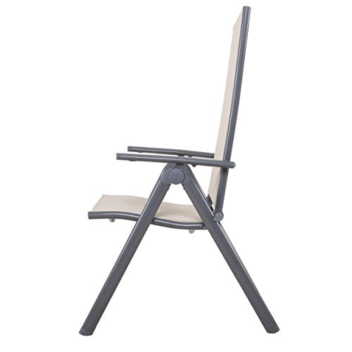 Chicreat Korfu Aluminium Folding Garden Chair – 8-Position, Beige