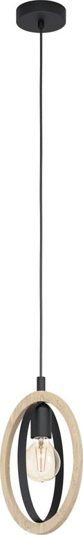 Eglo Pendant Lamp Basildon – Vintage Industrial 1-Light Steel & Wood