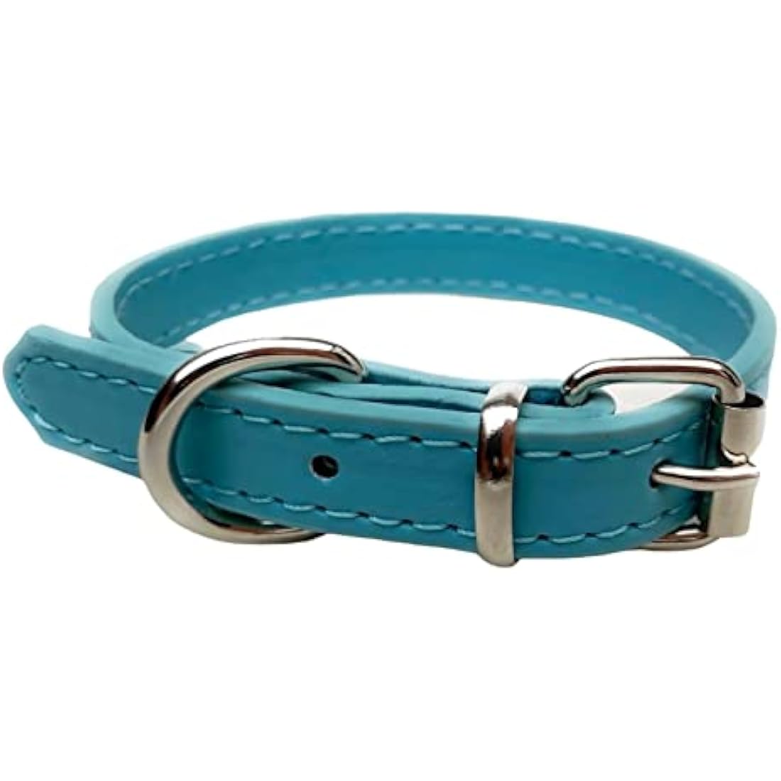 Leather Dog Collar – Vibrant Adjustable Pet Collar, Turquoise
