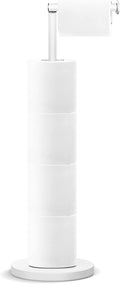 YUET Stainless Steel Freestanding Toilet Roll Holder Stand – White