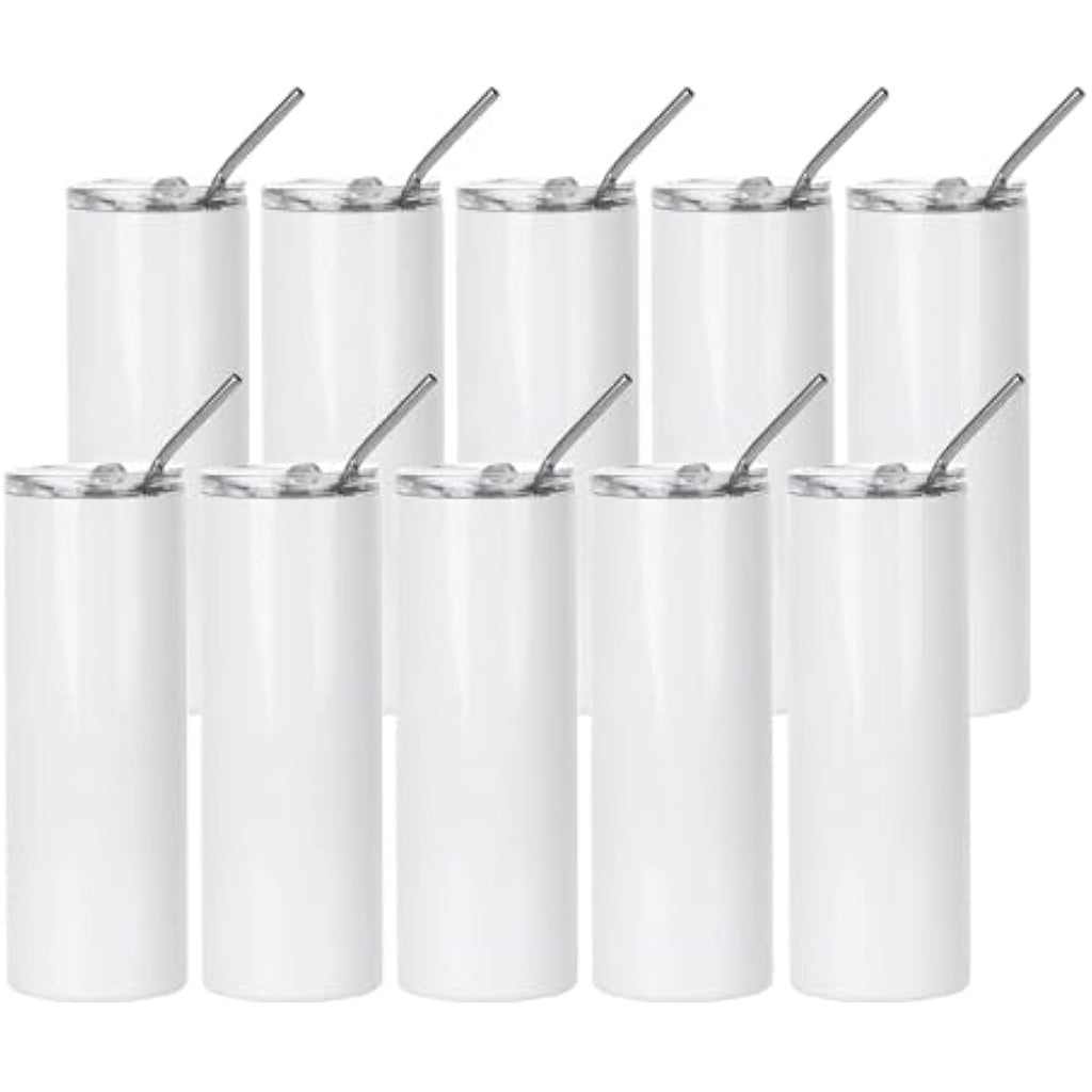 PYD Life 20 oz Sublimation Tumblers | 10 Pack Straight Stainless Steel