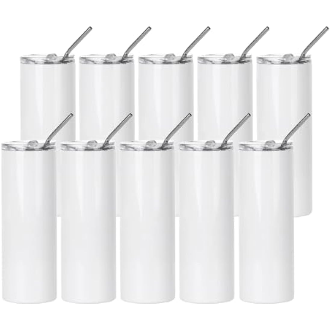 PYD Life 20 oz Sublimation Tumblers | 10 Pack Straight Stainless Steel