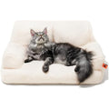 MEWOOFUN Fluffy Cat Sofa Bed | Washable Soft Pet Couch, White