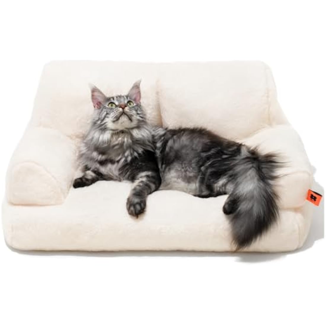 MEWOOFUN Fluffy Cat Sofa Bed | Washable Soft Pet Couch, White