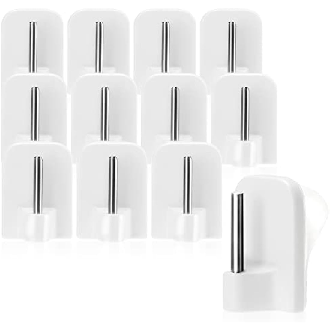 com-four® 12x Crochets à Rideaux Autocollants en PVC et Métal – Blanc